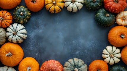 Autumn Harvest: A Colorful Frame of Pumpkins