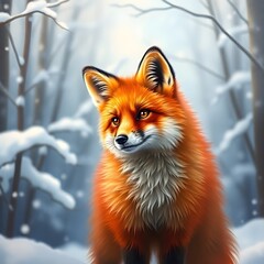 Fototapeta premium red fox in snow