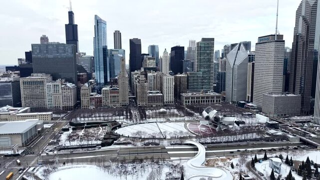 Aerial photo of Chicago in Winter 