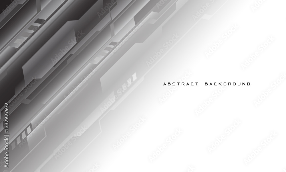 Poster Abstract grey cyber dynamic geometric technology futuristic on white blank space design modern background vector