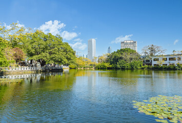 January scenery of Huizhou West Lake tourist area in Huizhou, Guangdong, China
