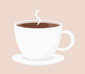White coffee cup with saucer, vector eps10 illustration
