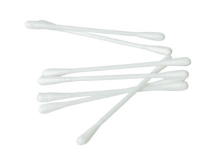 cotton buds isolated on white background. Shot with high angle view