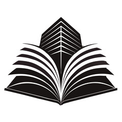 Black and White Outline Illustration of an Open Book with Blank Pages – Simple Sketch of Literature, Reading, Education, and Knowledge Concept