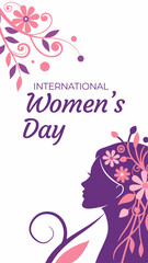Elegant International Women's Day Floral Silhouette Illustration