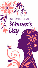 Elegant International Women's Day Floral Silhouette Illustration