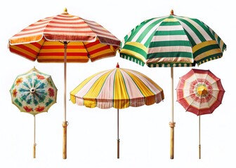 Obraz premium Vintage Sun Umbrellas: A Colorful Collection of Beach & Garden Shades