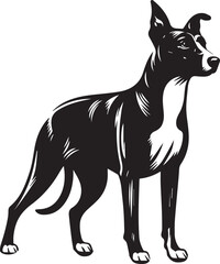 Black and White Vector Dog Illustration | High-Quality Pet Silhouette Art