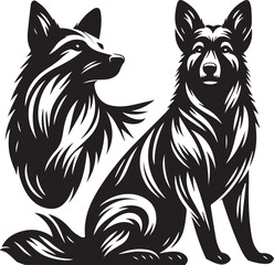 Black and White Vector Dog Illustration | High-Quality Pet Silhouette Art