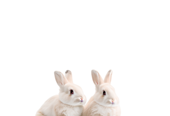 two rabbits isolated on transparent background with clipping path.