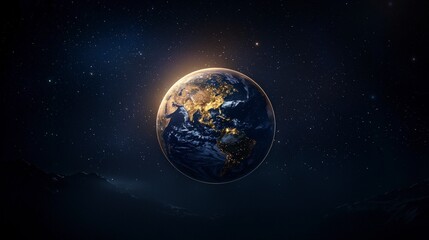Fototapeta premium Stunning Earthrise Planet Earth from Space Night View Celestial Background