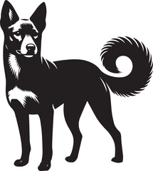 Black and White Vector Dog Illustration | High-Quality Pet Silhouette Art