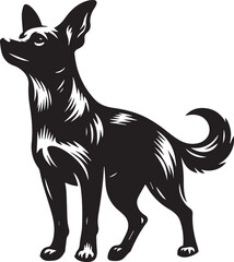 Black and White Vector Dog Illustration | High-Quality Pet Silhouette Art