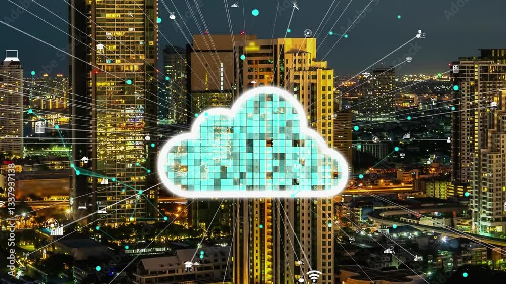 Poster cloud computing technology and online data storage for alteration data sharing . computer connects t