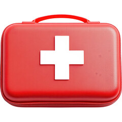 Obraz premium First Aid Kit with White Cross Symbol Isolated on White Background