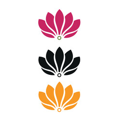 Vector logo set of lotus flowers, lotus icons, stylized lotus designs, esport vector logo floral elements on white background, colorful lotus flower emblems, decorative lotus patterns © Zaiba