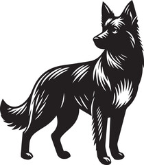 Black and White Vector Dog Illustration | High-Quality Pet Silhouette Art