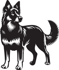 Black and White Vector Dog Illustration | High-Quality Pet Silhouette Art