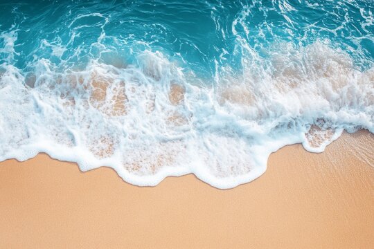 Ocean waves gently crashing on a sandy beach