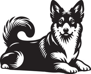 Black and White Vector Dog Illustration | High-Quality Pet Silhouette Art