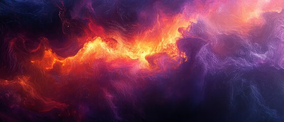 Abstract Nebula Clouds with Vibrant Orange and Purple Colors
