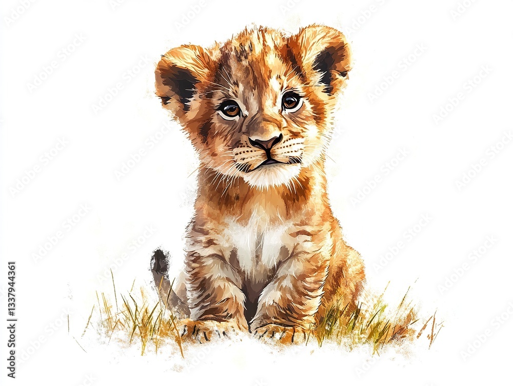 Canvas Prints a cute and cuddly lion cub in vector illustration, its small size and gentle smile adding a heartwar