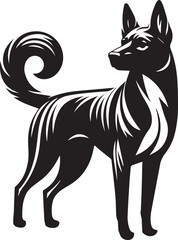 Black and White Vector Dog Illustration | High-Quality Pet Silhouette Art