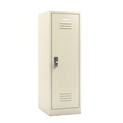 Metal locker in cream color isolated on white background