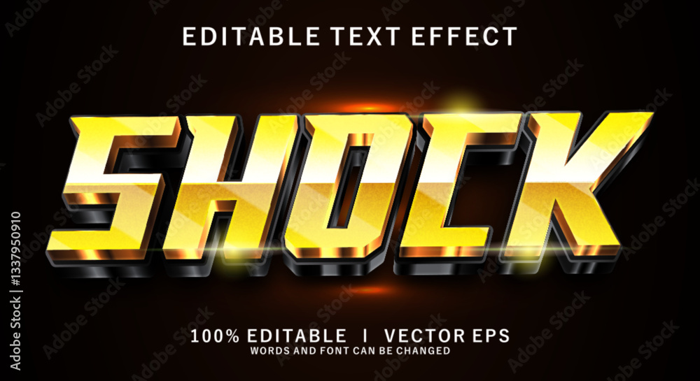 Aufkleber  shock 3d vector text effect with modern style design