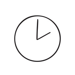 シンプルな手描きの時計　二時のモノクロ単品イラスト