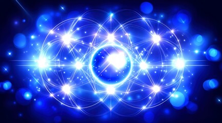 Obraz premium Futuristic Blue Energy Sphere Abstract Network Glowing Lines Digital Connections Brigh