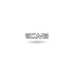 CM letter icon logo with shadow
