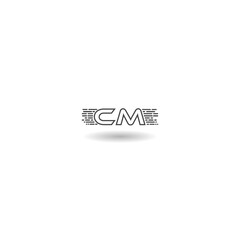 CM letter icon logo with shadow