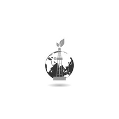  Eco oil rig earth logo with shadow