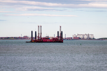 Oil tanker ship in the harbor, Boston
