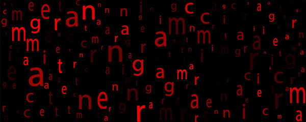 Dark red vector template with isolated letters. Modern geometrical illustration with ABC english symbols. Template can be used as a background for ads of typography.