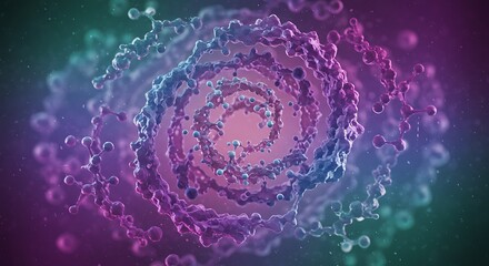 Abstract Molecular Structure: Vibrant Swirling Helix of Color