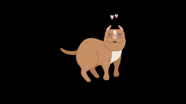 a cartoon illustration of a ginger cat with hearts above its head.