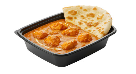 Chicken Tikka Masala with Naan in a Takeout Container Meal