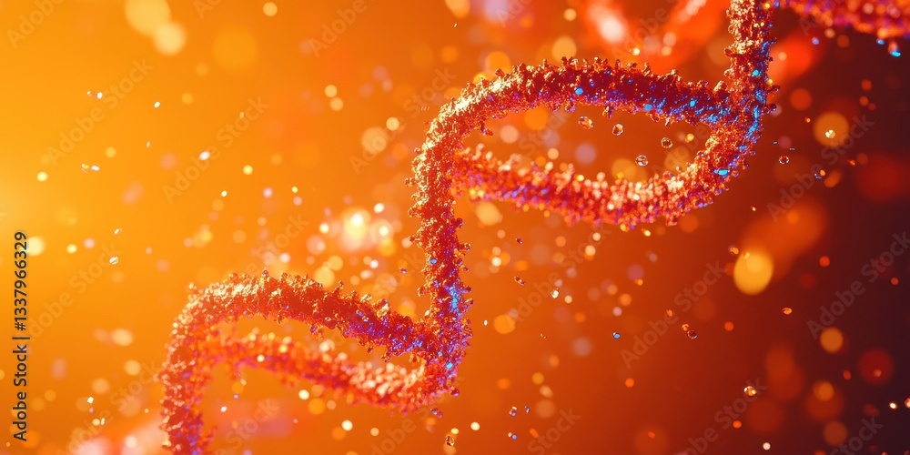 Poster Abstract 3D Rendering of a Glowing DNA Helix in Orange and Red