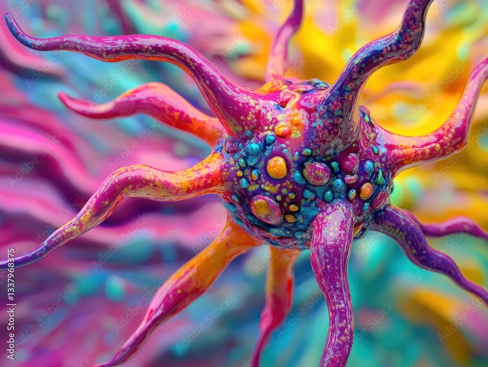 Poster colorful abstract cell structure microscopic view
