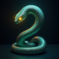 Fototapeta premium Mystical Neon Serpent: Abstract Fantasy Art in Vibrant Green Glowing Textures