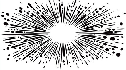 Obraz premium Black ink splatter explosion with dynamic lines and dots creating burst effect