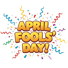 Fototapeta premium April fools day celebration background with confetti and streamers vector illustration