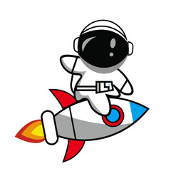 Cute Astronaut Riding a Rocket – Space Adventure Vector Illustration
