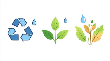 Eco-Friendly Symbols Representing Recycling Growth Water Conservation and Green Living.