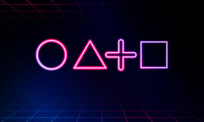 Abstract Game Light out technology and with neon triangles. Hitech communication concept innovation background, vector design