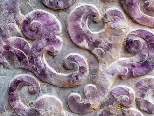 Obraz premium Purple Stone Carving With Swirling Cloud Pattern Texture