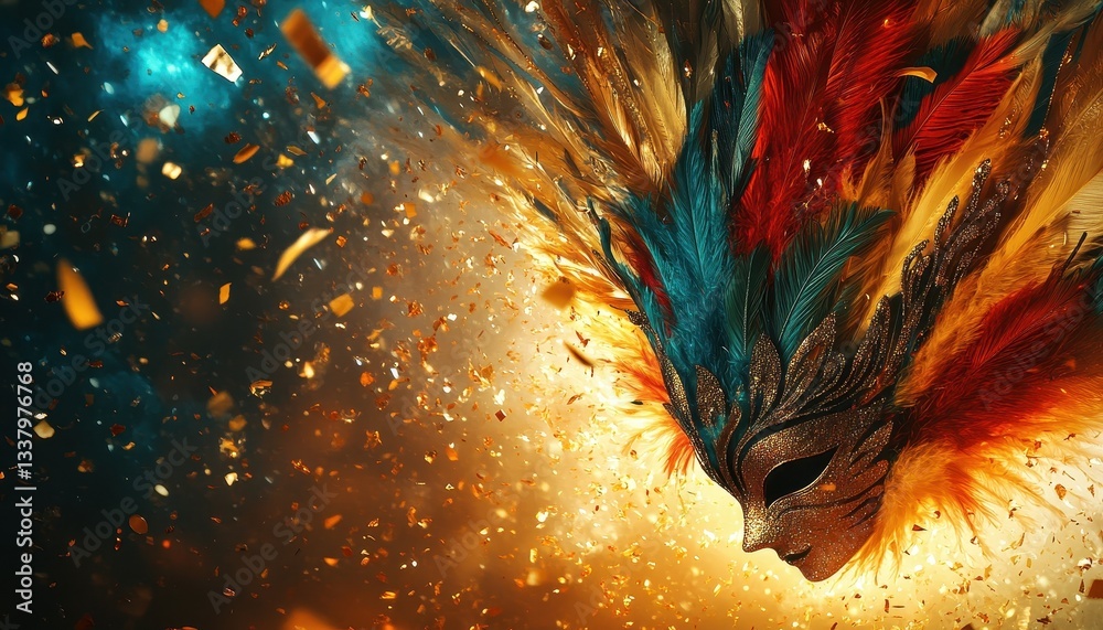 Aufkleber vibrant color explosion with confetti and dynamic movement