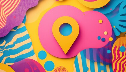 Vibrant Colorful Abstract Background with Location Marker
